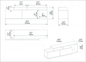 TV stolík Nexera - Black, Walnut
