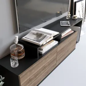 TV stolík Nexera - Black, Walnut