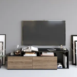 TV stolík Nexera - Black, Walnut