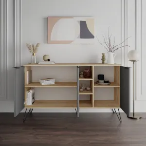 Konzolový stolík Clara Console - Oak, Anthracite
