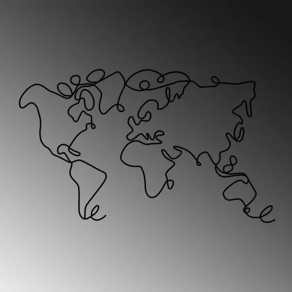 Dekoratívny kovový doplnok na stenu World Map