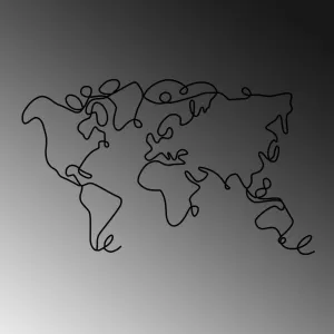 Dekoratívny kovový doplnok na stenu World Map