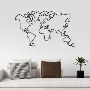Dekoratívny kovový doplnok na stenu World Map
