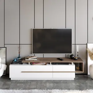 TV stolík Pia - Walnut, White