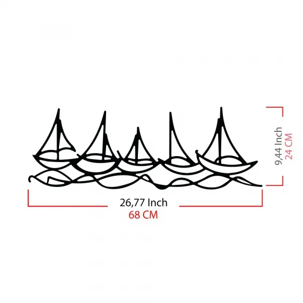 Dekoratívny kovový doplnok na stenu Ships In Water