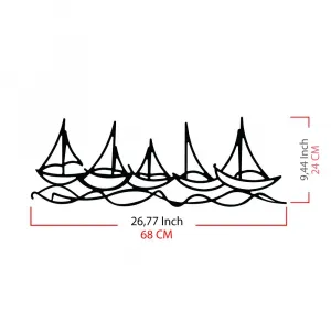 Dekoratívny kovový doplnok na stenu Ships In Water