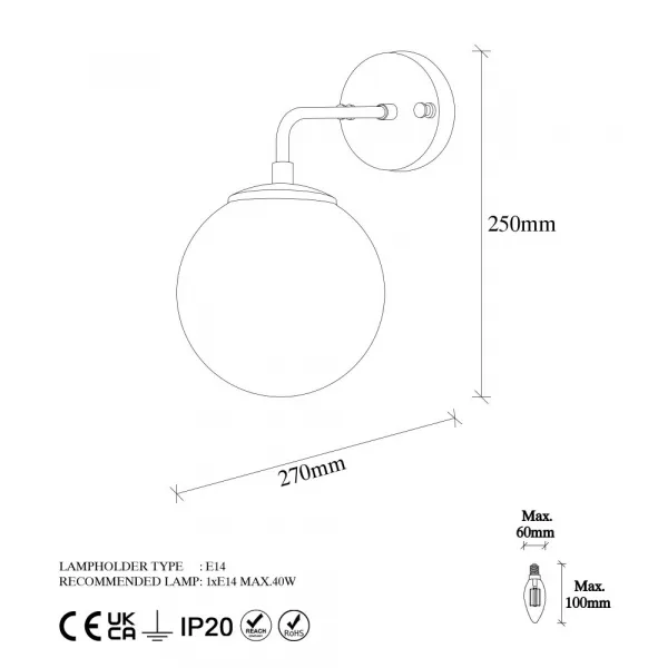 Nástenná lampa Viran - 10895