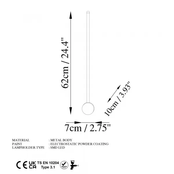 Nástenné svietidlo Sword - 13480, čierna