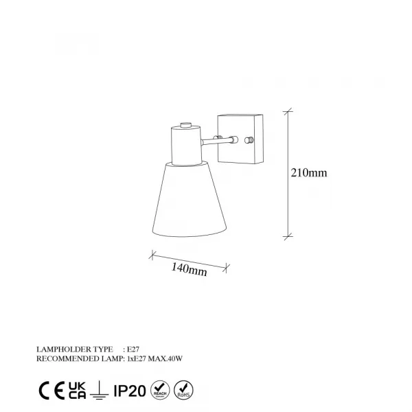 Nástenná lampa Funnel - 13091