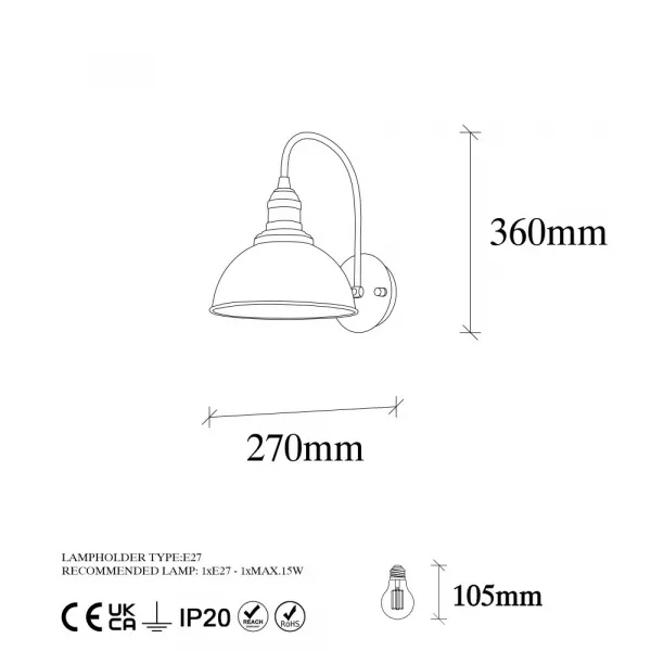 Nástenná lampa Varzan - 10840