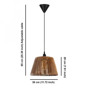 Závesný lustr Cone - Natural, čierna