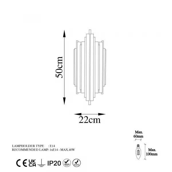 Nástenná lampa Reis - 13342