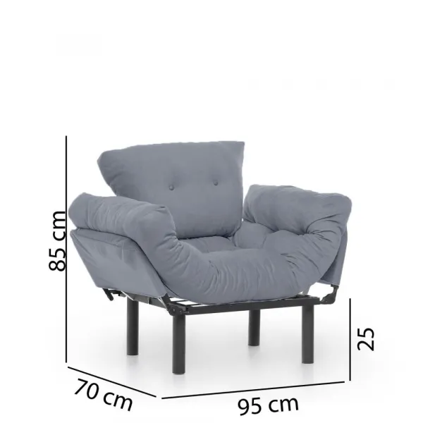 Kreslo ušiak Nitta Single - Grey
