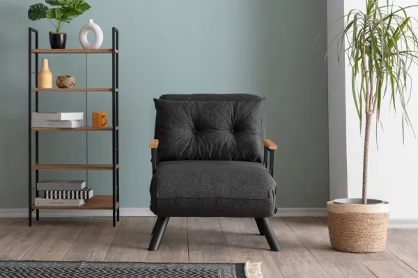Hanah Home Rozkládací křeslo Single Sando tmavě šedé