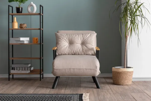 Hanah Home Rozkládací křeslo Single Sando krémové