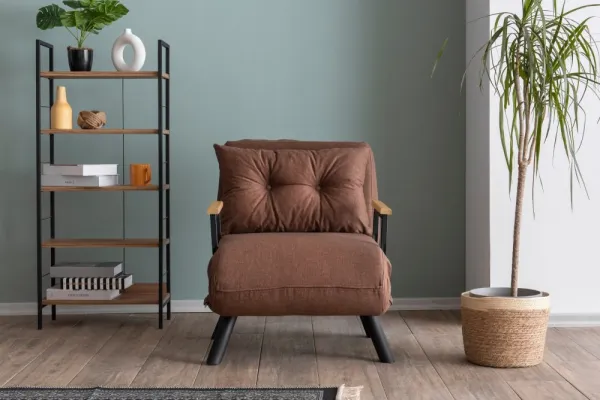 Hanah Home Rozkládací křeslo Single Sando světle hnědé