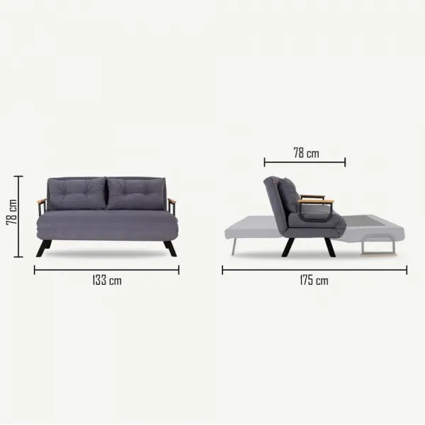 Hanah Home Dvoumístná rozkládací pohovka Seater Sando černá