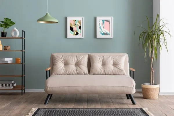 Hanah Home Dvoumístná rozkládací pohovka Seater Sando krémová II