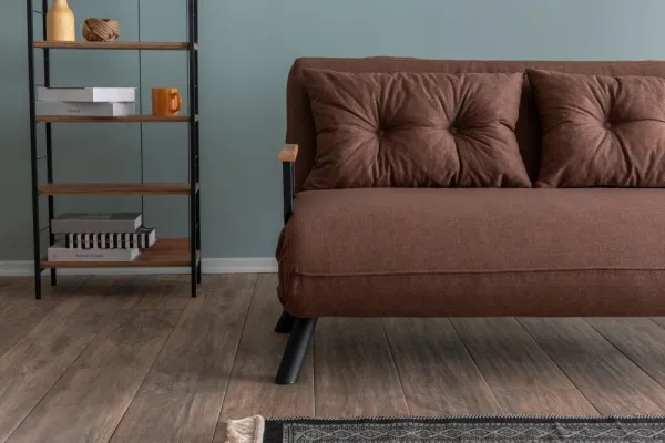 Hanah Home Dvoumístná rozkládací pohovka Seater Sando světle hnědá