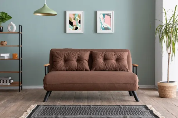 Hanah Home Dvoumístná rozkládací pohovka Seater Sando světle hnědá