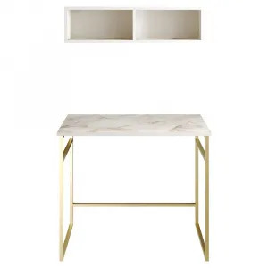 Písací stôl Gama - White, Gold