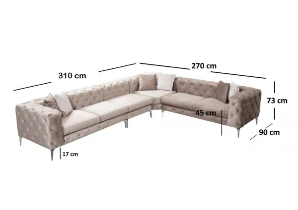Rohová sedacia súprava / Rohová pohovka Como Corner Right - Beige