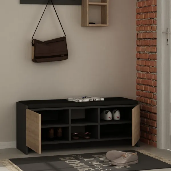 Skrinka na topánky / Botník Zulla - Anthracite, Sonomo