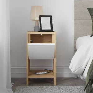 Nočný stolík Ema - Sapphire Oak, White