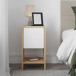 Nočný stolík Ema - Sapphire Oak, White