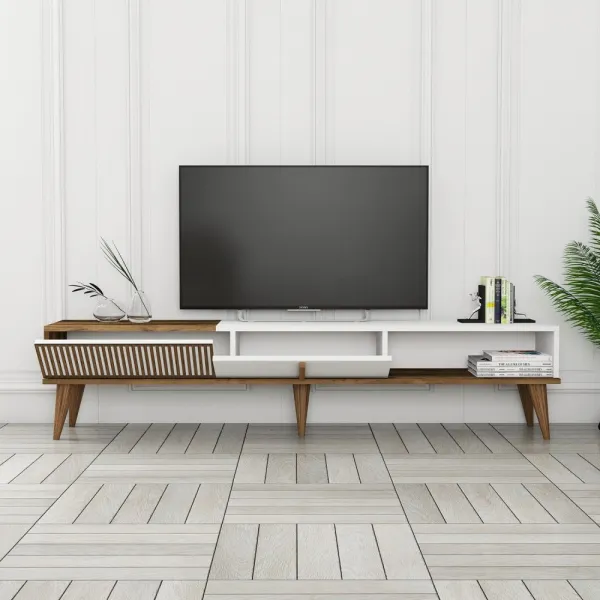 TV stolík Milan Alt - Walnut, White