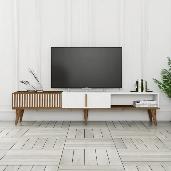 TV stolík Milan Alt - Walnut, White