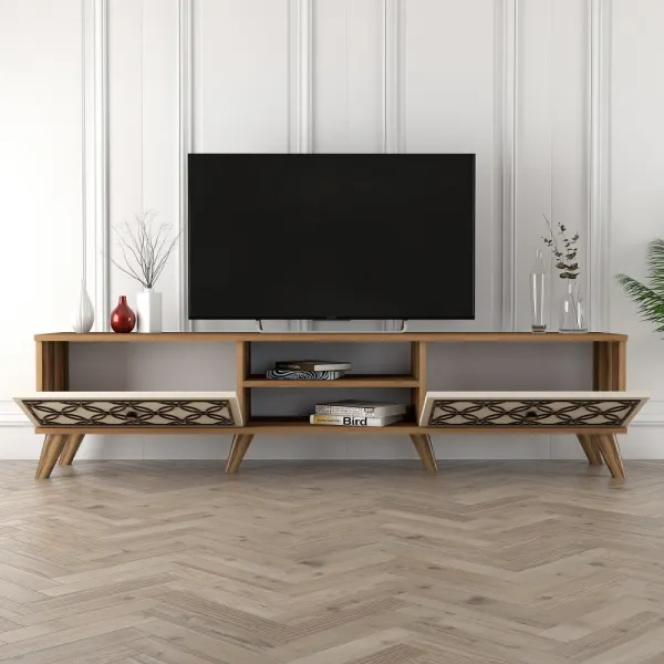 TV stolík Class - Walnut, Cream