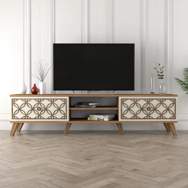 TV stolík Class - Walnut, Cream