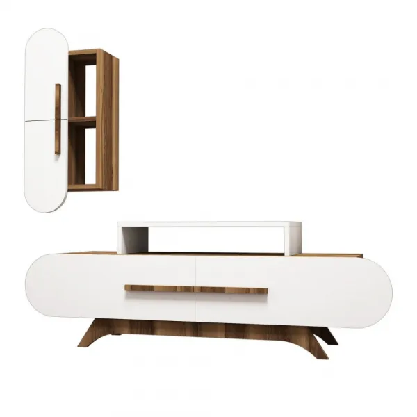 TV skrinka / Obývacia stena Rose S - Walnut, White