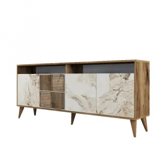 Konzolový stolík Milan - Walnut, White Marble