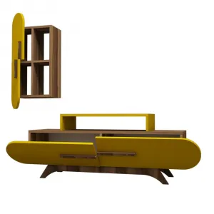 TV skrinka / Obývacia stena Rose S - Walnut, Yellow