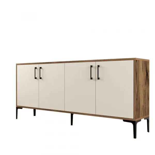 Konzolový stolík Kiev - Walnut, Cream