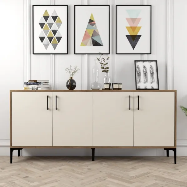 Konzolový stolík Kiev - Walnut, Cream