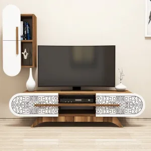 TV skrinka / Obývacia stena Defne - Walnut, White
