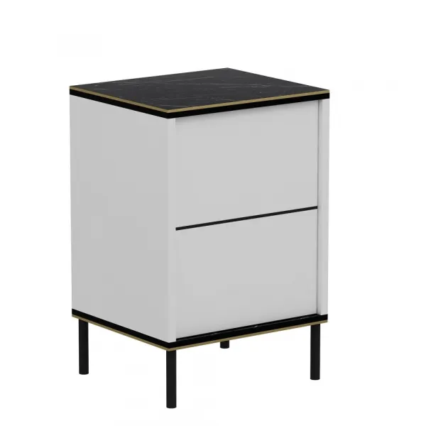 Nočný stolík Imaj - White, Marble