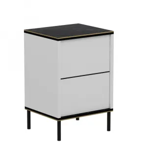 Nočný stolík Imaj - White, Marble