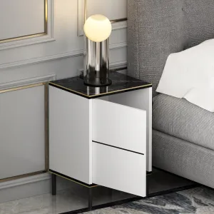 Nočný stolík Imaj - White, Marble