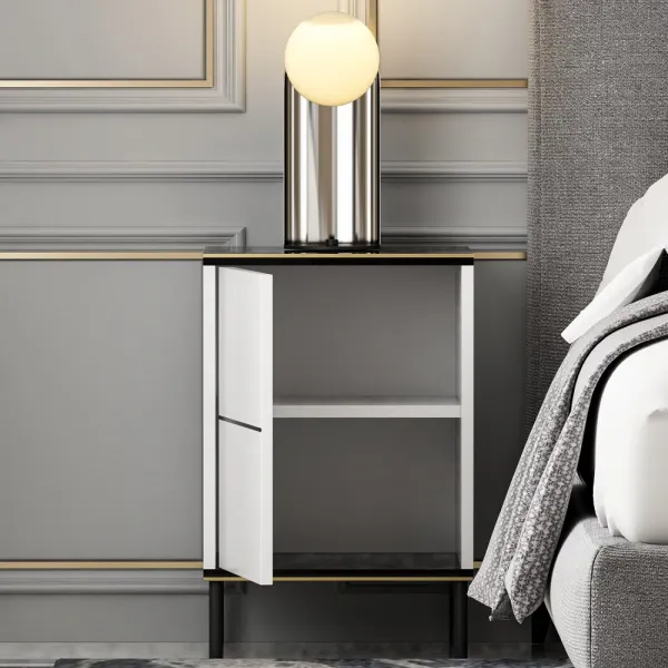 Nočný stolík Imaj - White, Marble