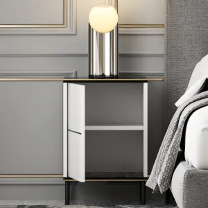 Nočný stolík Imaj - White, Marble
