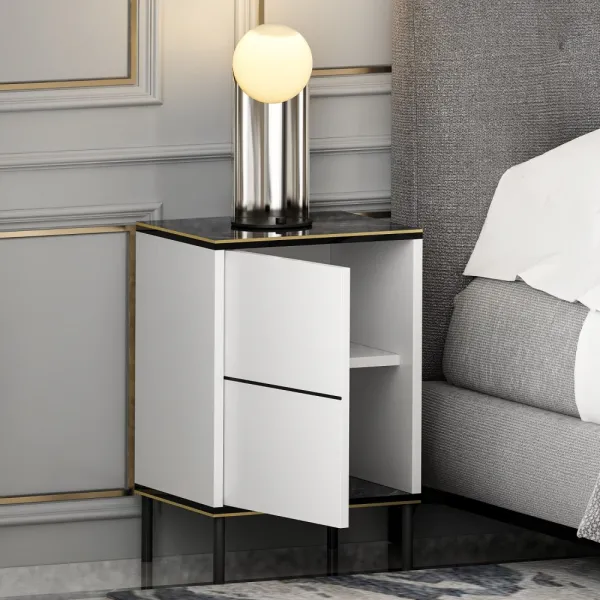 Nočný stolík Imaj - White, Marble