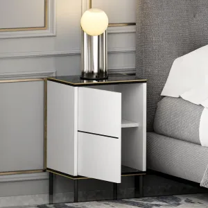 Nočný stolík Imaj - White, Marble