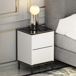 Nočný stolík Imaj - White, Marble