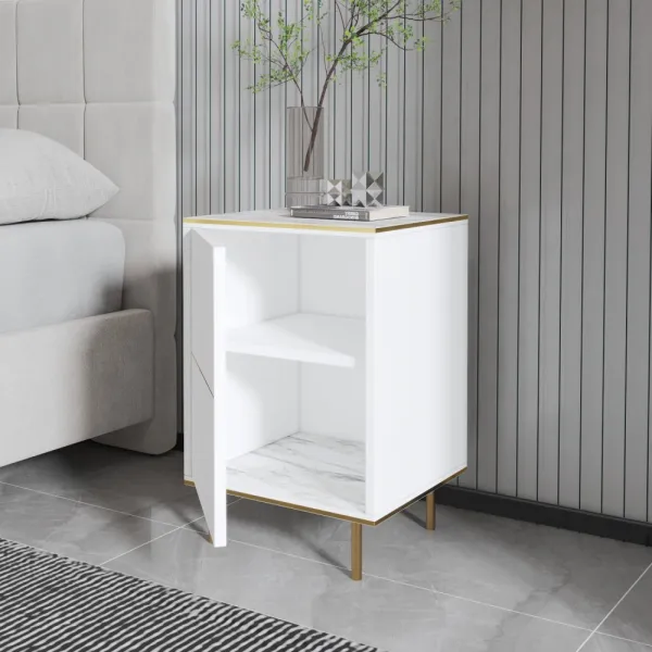 Nočný stolík Imaj - Marble, White