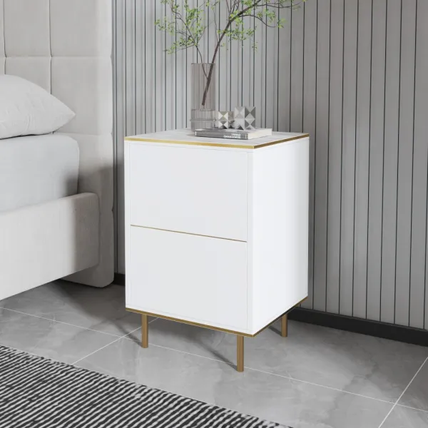 Nočný stolík Imaj - Marble, White