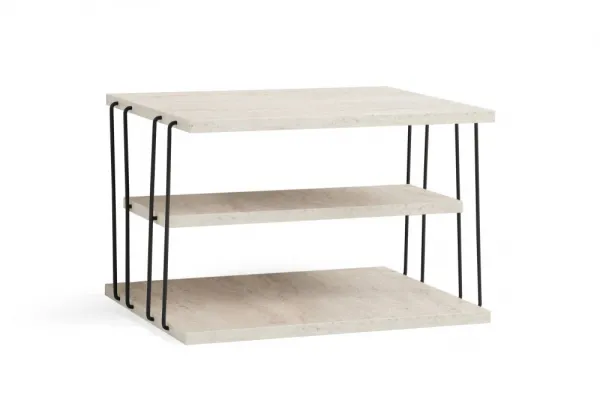 Príručný stolík / Odkladací stolík Lifon - Black, Travertine
